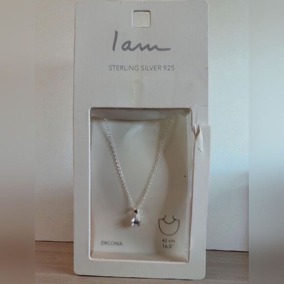 iam Jewelry - Iam Sterling Silver Necklace with Sparkling Cubic Zirconia Pendant New